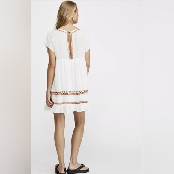 White and Orange Embroidered Dress - Picture 6 of 14